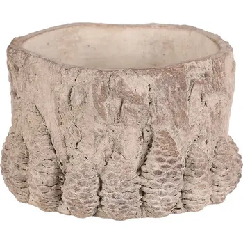 Obal na květináč Obal betonový - vzor kůry se šiškami, vel. S, světle šedý Barva: šedá