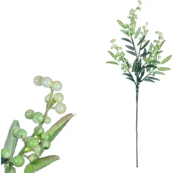 umělá květina Jeřabiny - umělá větev, krémovo-zelené bobule Barva: Zelená