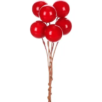 umělá květina Kuličky na drátku - červené, cena za balení (48 ks) Barva: Červená