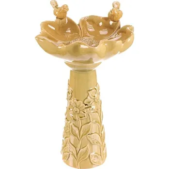 Pro ptáka Keramické krmítko/pítko pro ptáčky - květ, krémové, stojaté, elegantní Barva: Zelená