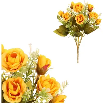umělá květina Oranžová umělá kytice Růže drobnokvětá - trvalá dekorace bez údržby Barva: Žlutá