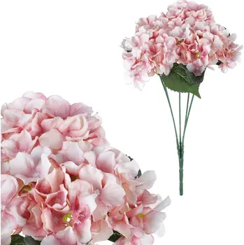 umělá květina Hortenzie - umělá kytice, 5 květů, tmavě modrá barva Barva: Růžová