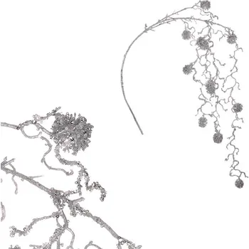 umělá květina Větev - umělá převislá, třpytky, stříbrná Barva: Stříbrná