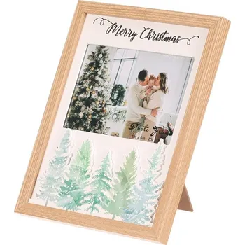 Obraz Vánoční fotorámeček 15 x 10 cm z MDF v přírodní barvě dřeva Barva: Hnědá