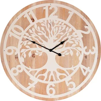 Hodiny Hodiny nástěnné - pr. 60 cm, kov a MDF, strom života Barva: Hnědá