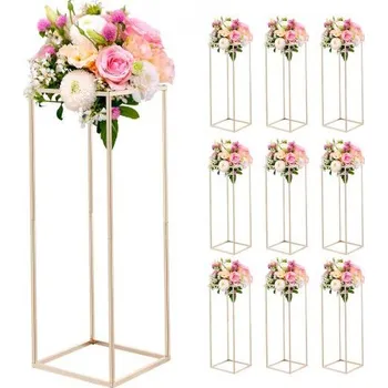 Stojan na květiny Svatební květinový stojan VEVOR, 10 ks 80cm sloupový květinový stojan, květinové stojany se skrytým šroubem, obdélníkový krychlový květinový stojan na svatbu, večírek, narozeniny, domov, zlaté stojany na středové dekorace