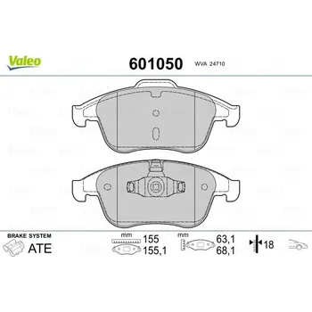 Brzdová destička Sada brzdových destiček, kotoučová brzda VALEO 601050