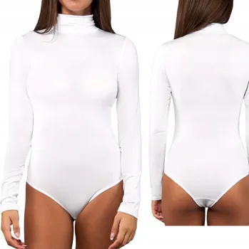 Body Dámské body s rolákem a dlouhým rukávem, modal, bílé, hladké Sielei M