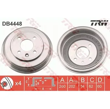Zavěšení kol TRW DB4448 Brzdový buben