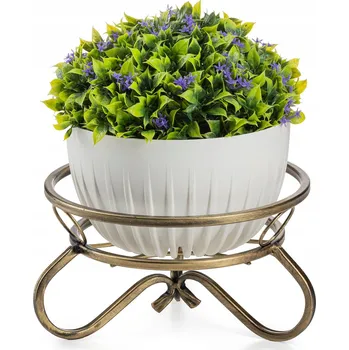 Květináč Květinový stojan na jeden květináč Ronnie, geometrické nohy, kovový, výška 16 cm, zlatý