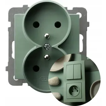 Elektrická zásuvka Ospel Dvojitá zásuvka s uzemněním As zelená matná GP-2GRZ/m/84