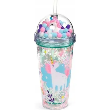 Hrnek Jednorožec s dvojitou stěnou, brčkem a víčkem 500 ml