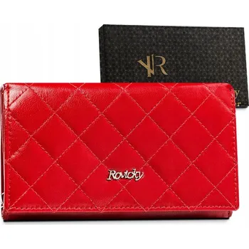 Elegantní peněženka z prošívané přírodní kůže - Rovicky Barva: Červená