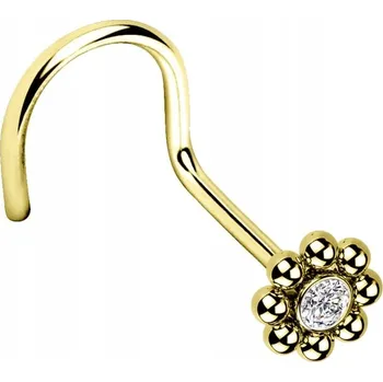 Piercing Zlatý piercing do nosu s krystalem 0,8/6