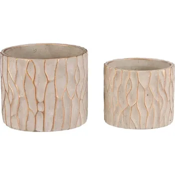 Obal na květináč Obal na květiny - beton, mozaika kůry, béžový, cena za sadu 2 ks Barva: Béžová