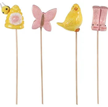 Vánoční dekorace Ozdoby na špejli - keramika, mix 4 druhů, cena za 1 ks Barva: Žlutá