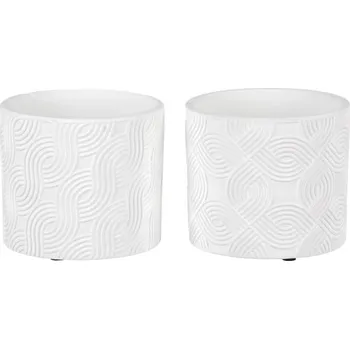 Obal na květináč Obal keramický - bílý s vlnkami, mix 2 druhů, cena za 1 ks Barva: bílá