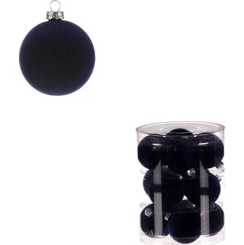 Vánoční dekorace Kulaté sametové ozdoby - pr. 5 cm, černé, cena za balení (12 ks) Barva: Modrá