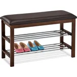 Praktický hnědý botník z masivu s taburetem, 2 police, 83168-06 WAL Barva: Hnědá