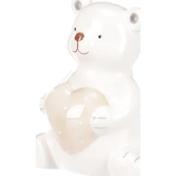 Vánoční dekorace Medvídek s růžovým srdcem - keramický, bílý Barva: bílá