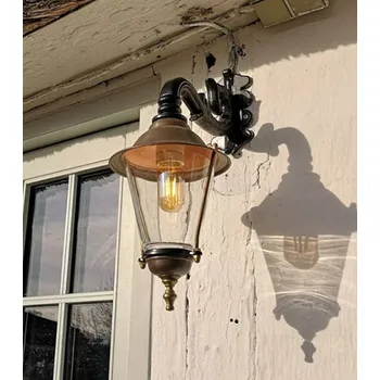 Venkovní osvětlení K.S. Verlichting Hoorn - Venkovní nástěnné svítidlo, spodní zásuvka, černé měděná, čirá 1 x 60 W - Doprava zdarma
