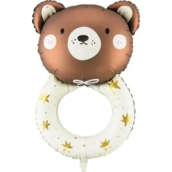 Fóliový balónek k narozeninám - chrastítko, medvídek, miminko