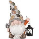 Dekorační skřítek z magneziové keramiky s lucernou a čepicí s kamínky Barva: Vícebarevná