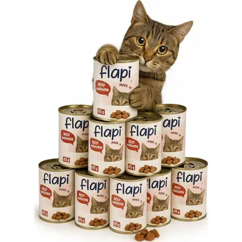 Krmivo pro kočku MOKRÉ KRMIVO PRO KOČKY S HOVĚZÍM MASEM V OMÁČCE KOMPLETNÍ 10 X 415 G FLAPI