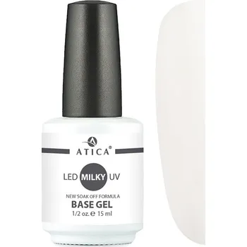 Lak na nehty ATICA BASE GEL MILKY UV/LED - STAVEBNÍ HYBRIDNÍ BÁZE MLÉČNÁ - 15G