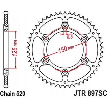 Řetězová sada pro motocykl JT Rozeta Zadní 899 45 zubů SX/EXC Ultralite 89945JT 520