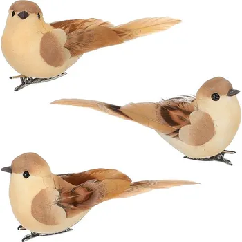 Vánoční dekorace Ptáček s klipem, 3ks v krabičce, cena za 1 krabičku Barva: Hnědá