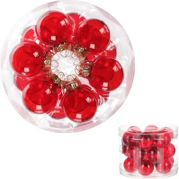 Vánoční dekorace Skleněné vánoční ozdoby 4 cm, červené, 18 ks - lesklé a matné Barva: Červená