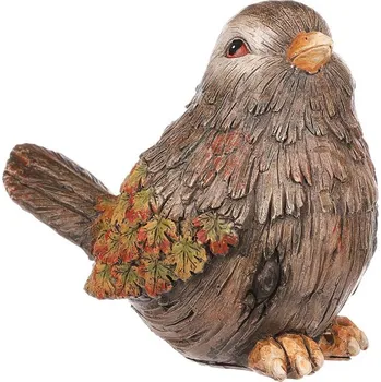 Ptáček - figurka z polyresinu, křídla z lístků Barva: Hnědá