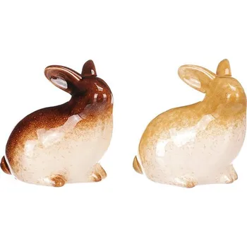 Zajíc - keramická figurka, mix 2 druhů, cena za 1 ks Barva: Hnědá