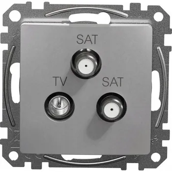 Elektrická zásuvka Anténní zásuvka nástěnná Schneider Electric stříbrná