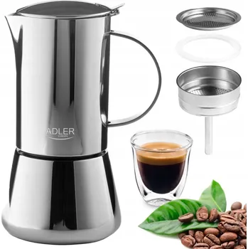 Moka konvice MOKA KONVICE NA KÁVU PRO 12 ŠÁLKŮ 620ml OCELOVÁ indukce/plyn/