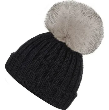 Pokrývka hlavy Dívčí zimní čepice s bambulí - 5 černá