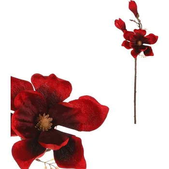umělá květina Růžová umělá řezaná květina Magnolie - trvalá elegance pro váš domov Barva: Červená