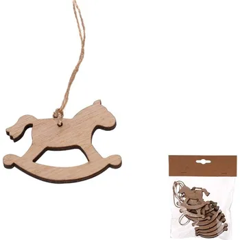 Vánoční dekorace Koník závěsný - dřevěný, přírodní, cena za balení (8 ks) Barva: Přírodní