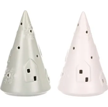 Vánoční dekorace Porcelánový LED kužel - elegantní vánoční dekorace, mix barev Barva: Vícebarevná