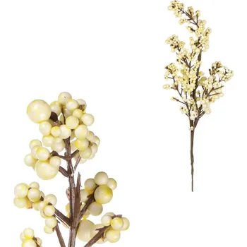 umělá květina Větvička umělá - přízdoba s bobulemi, žluto-bílá barva Barva: Žlutá