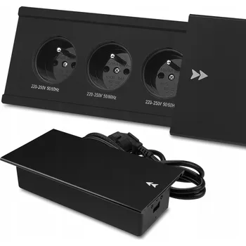 Elektrická zásuvka Elektrická zásuvka Appio trojitá černá zapuštěná do desky s uzemněním