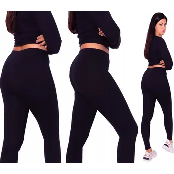 Dámské legíny Bavlněné legíny s vysokým pasem, dlouhé, ČERNÉ, vel: XL