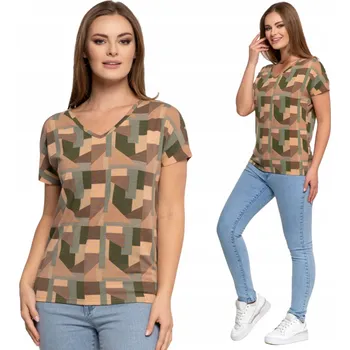 Dámská halenka DÁMSKÁ HALENKA Tričko s krátkým rukávem Módní vzor Barevná MORAJ 3XL