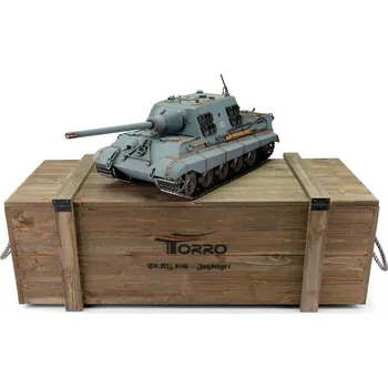 RC model tanku TORRO RC stíhač tanků 1:16 Jagdtiger šedý (BB, PROFI kovový model)