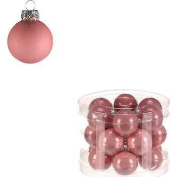 Vánoční dekorace Kulaté skleněné ozdoby - pr. 4 cm, růžové, cena za balení (18 ks) Barva: Růžová