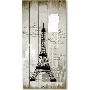Obraz Obraz na dřevěném panelu - Eiffelova věž Barva: šedá