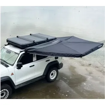 Markýza Markýza samonosná na auto vějířová 270° černá 2,5m na levou str. + LED