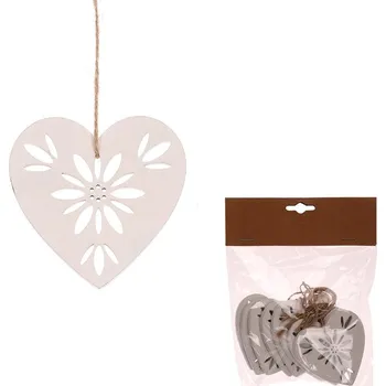 Vánoční dekorace Dřevěná srdce závěsné ozdoby 8 ks v přírodní barvě - vánoční dekorace Barva: bílá