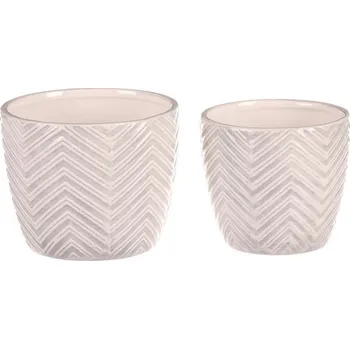 Obal na květináč Obal na květiny - keramika, krémový, cena za sadu 2 ks Barva: šedá